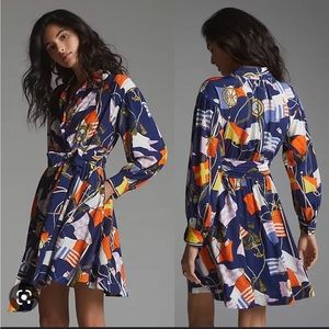 Anthropologie Maeve Mini Shirtdress Nautical Navy